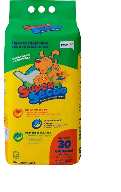 Tapete Higiênico Petix Super Secão 80x60cm Pacote 30 Unidades