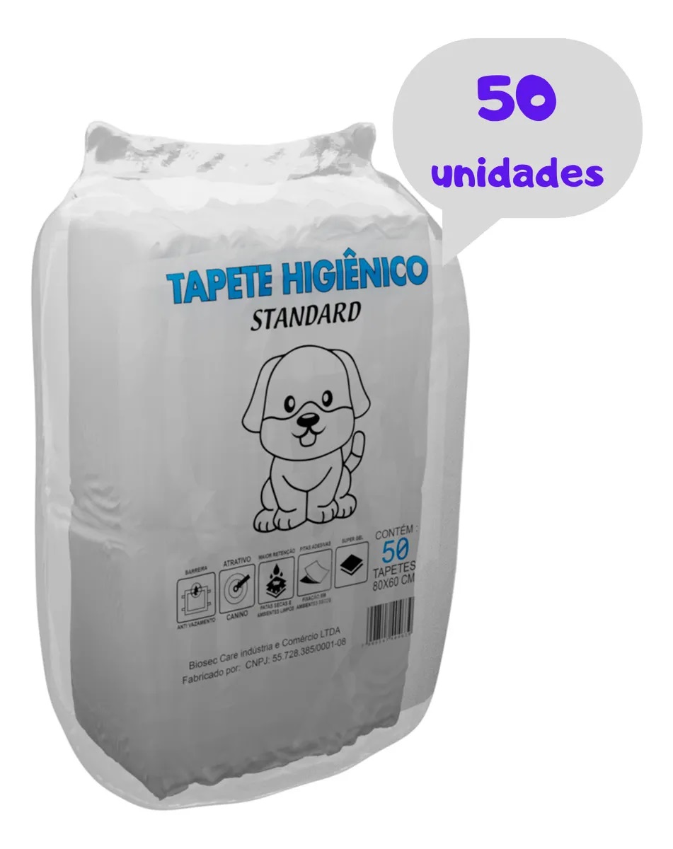 Tapete Higiênico Cachorro 50 Unidades Standard 1ª Linha 80x60