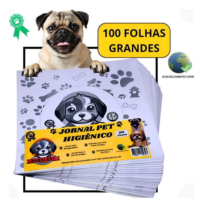 Jornal Pet 100 Folhas Papel Limpo Higienico
